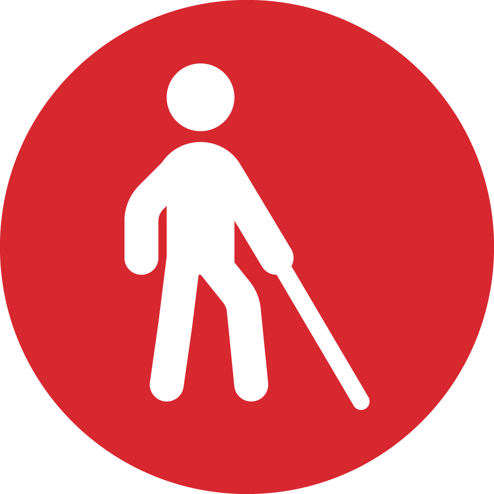 Icon of a person using a cane.